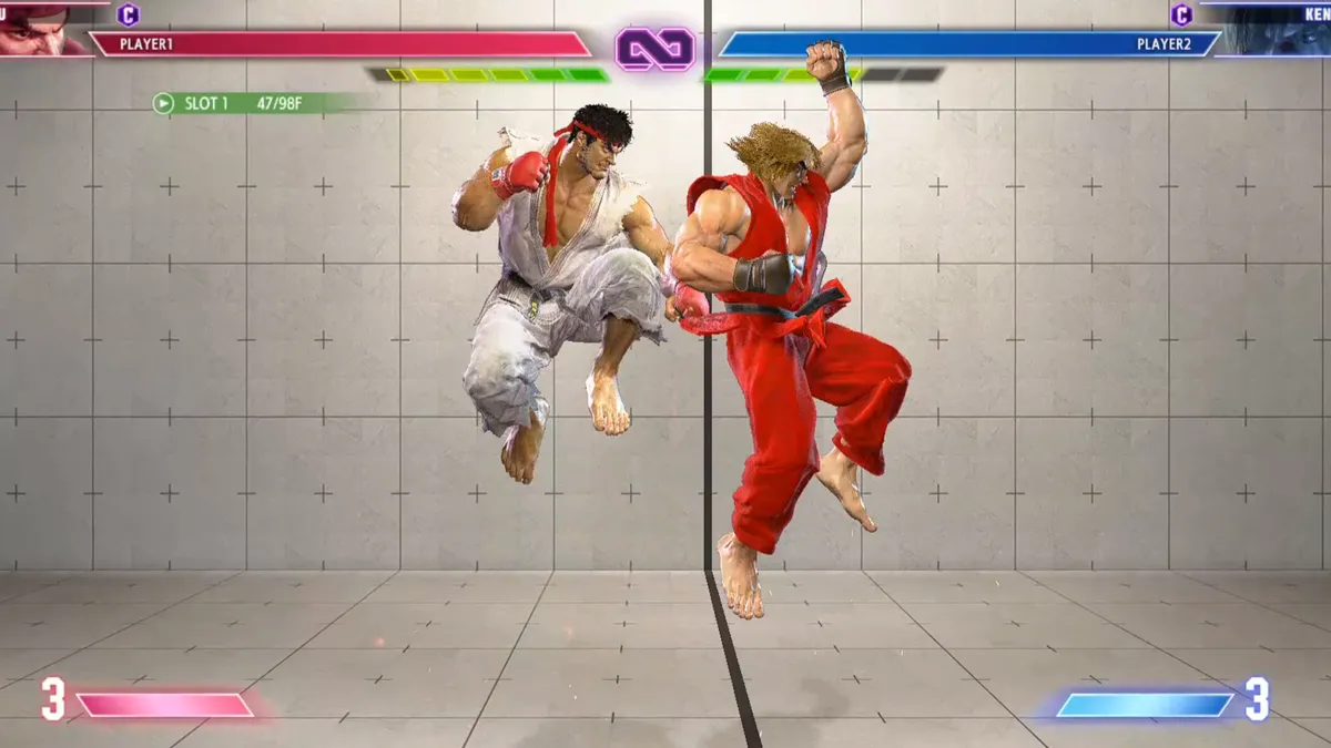 ケンのOD昇竜ガード後は垂直ジャンプからコンボが入る